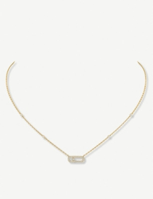 Move Uno Pav\u00e9 18ct yellow-gold and 0.20ct brilliant-cut diamond necklace | Selfridges