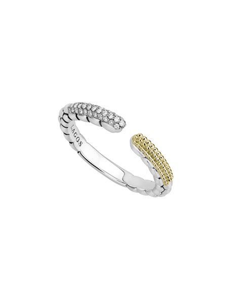 Lagos Caviar Lux Split Ring w/ Diamonds, Size 7 | Neiman Marcus