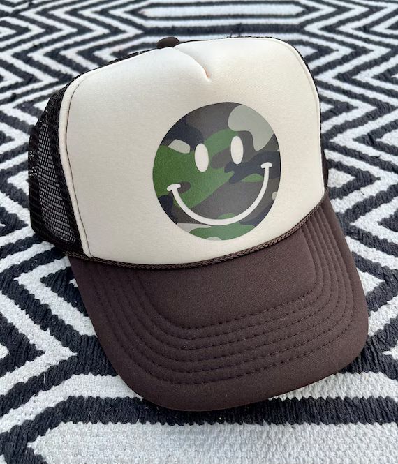 HappyCamo Trucker hat, Camo Smiley Face Trucker Hat, Camouflage  Smiley Face Trucker Hat, Smiley ... | Etsy (US)