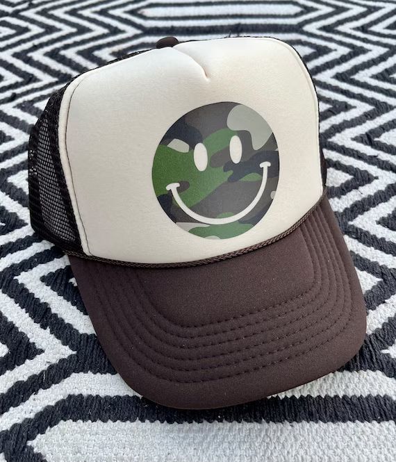 Happycamo Trucker Hat Camo Smiley Face Trucker Hat - Etsy | Etsy (US)