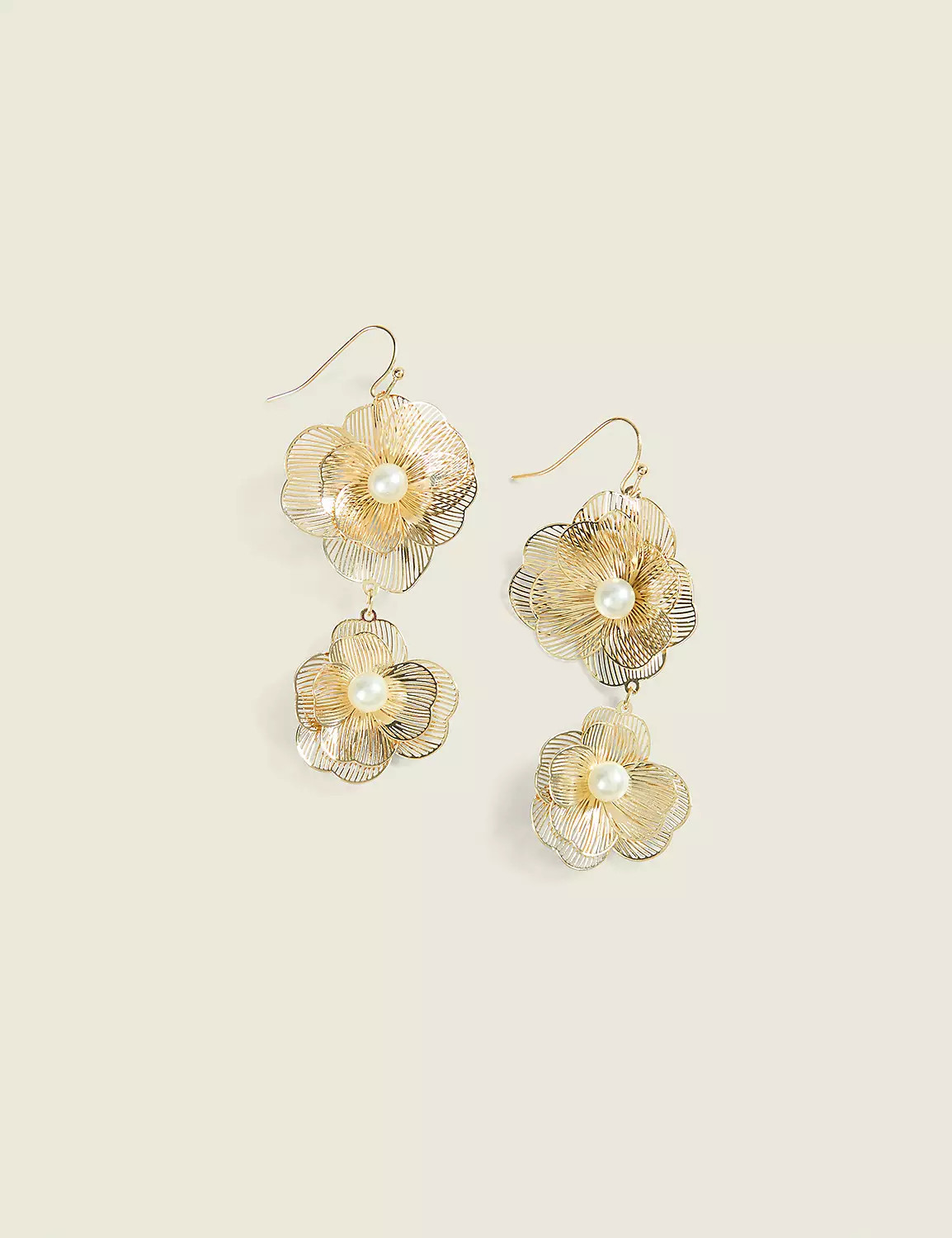 Gold Filagree Double Floral Drop Earrings | Lane Bryant (US)