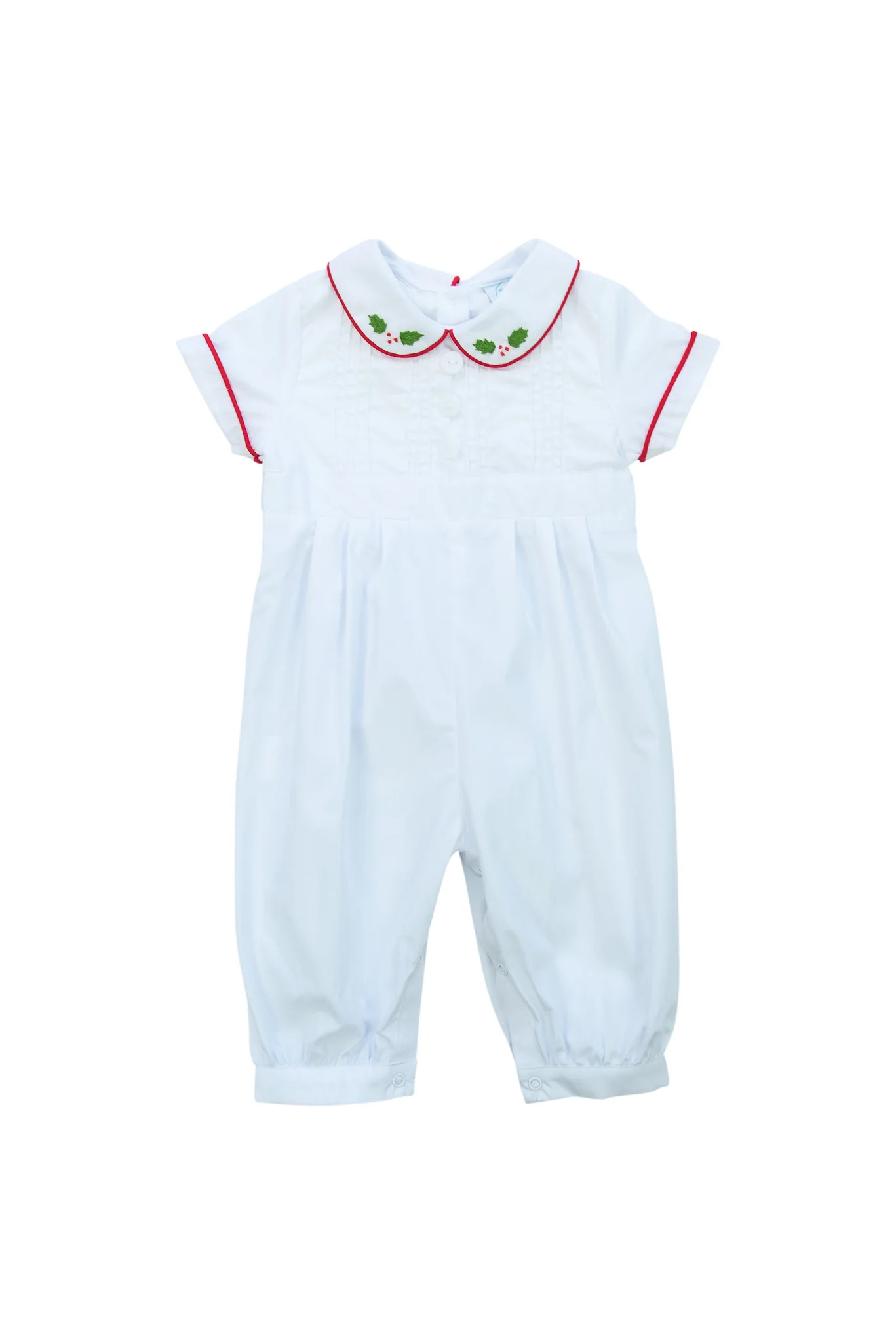 Boys Embroidered Holly Long Bubble | Sugar Dumplin' Kids