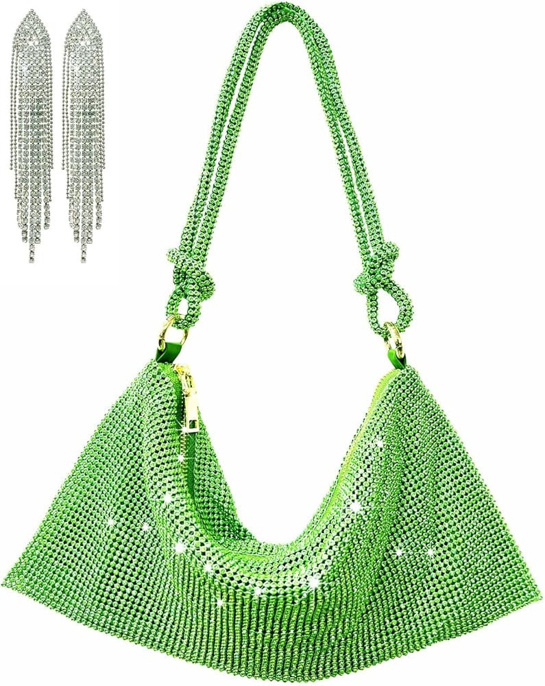 Rumdin Rhinestone Purse Top Handle Mesh Bag Crossbody bag Purse Clutch Purses for Women Gift | Amazon (US)