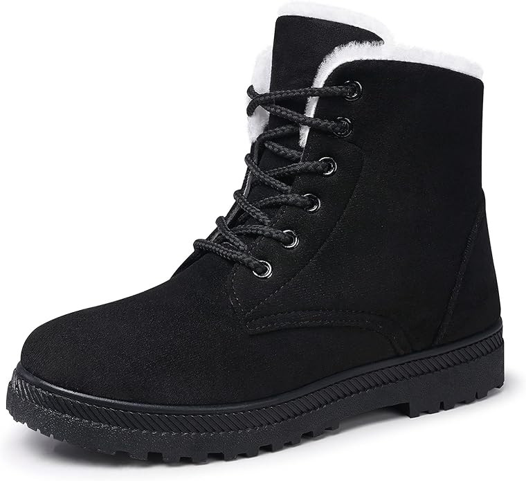 SHIBEVER Winter Snow Boots for Women: Warm Fur Lined Ankle Boots Comfortable Suede Lace Up Bootie... | Amazon (US)