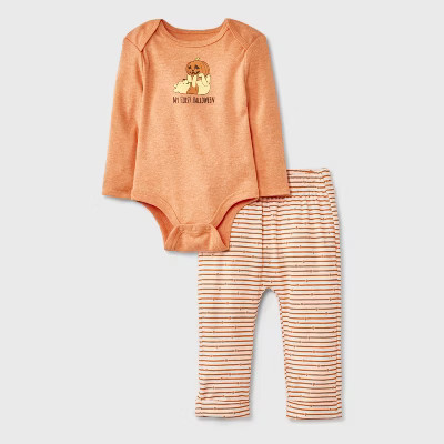 Baby 2pc Disney Winnie The Pooh Pumpkin My First Halloween Long Sleeve Bodysuit & Bottom Set - Or... | Target