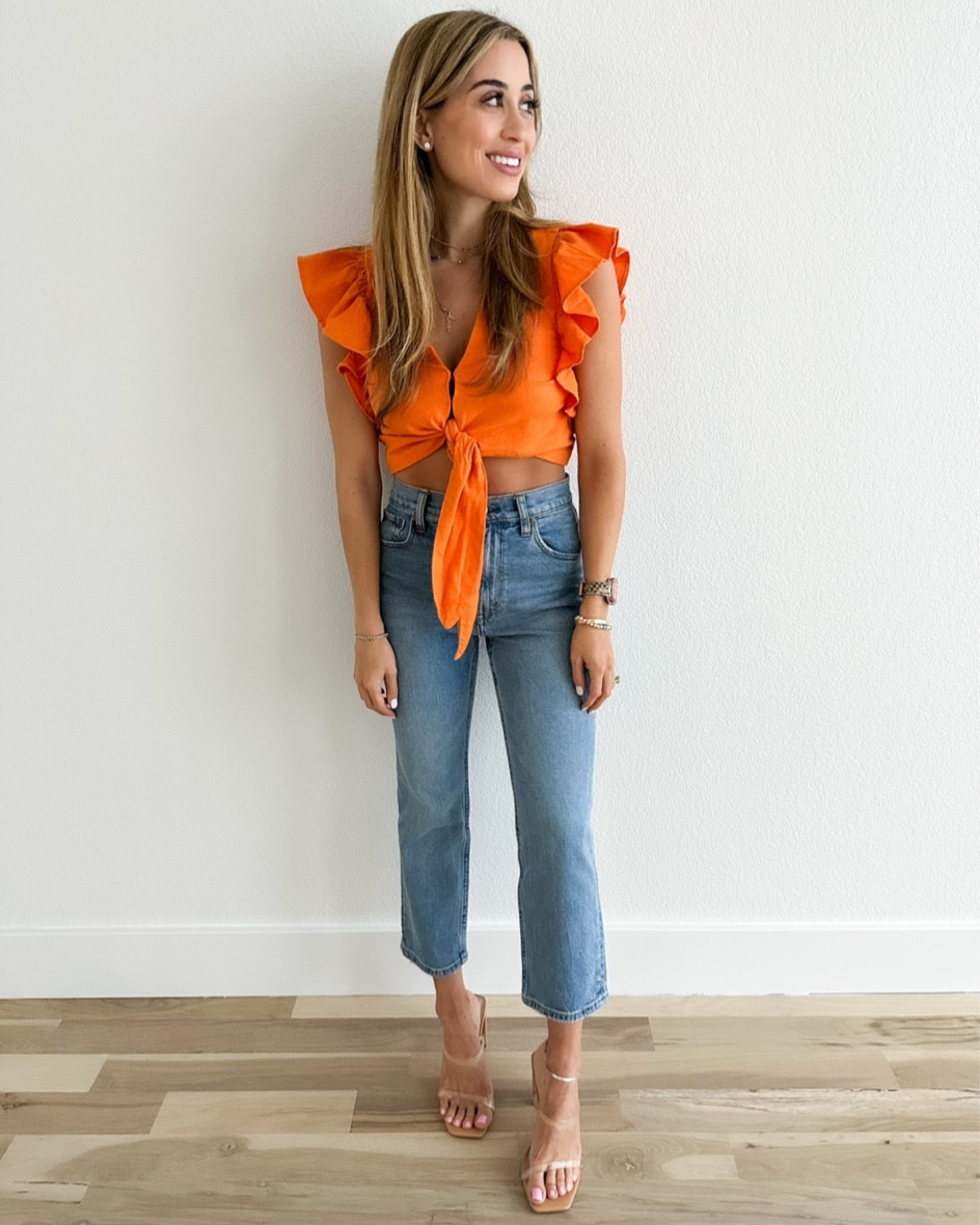 Tie top size Xs on sale jeans 25% off size 24s code AFBELBEL clear heels 

#LTKunder50 #LTKsalealert #LTKunder100