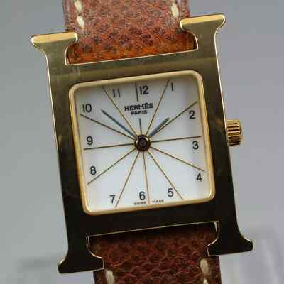 Near MINT New Battery HERMES H watch HH1.201 Women's Quartz Gold 24mm White 24mm  | eBay | eBay US