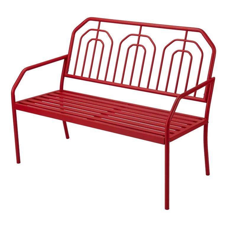 Mainstays Ardenne&nbsp;Outdoor Steel Bench - Red | Walmart (US)