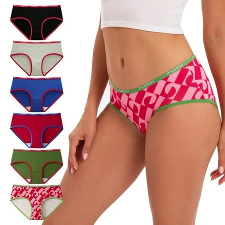 INNERSY Womens Underwear Cotton Hipster Panties Low Rise Basics Underwear 6-Pack (Large Kaleidoscope) | Walmart (US)