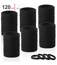 LuSeren 120PCS Black Hair Ties for Thick Hair – Seamless No Damage Elastic Ponytail Holders, Bl... | Amazon (US)