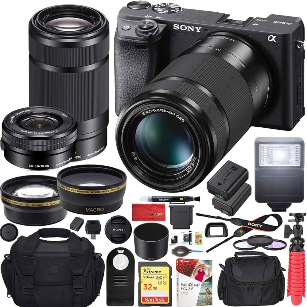 Sony a6400 4K Mirrorless Camera + 16-50mm & 55-210mm 2 Lens Kit ILCE-6400L/B Black | Official Son... | Amazon (US)