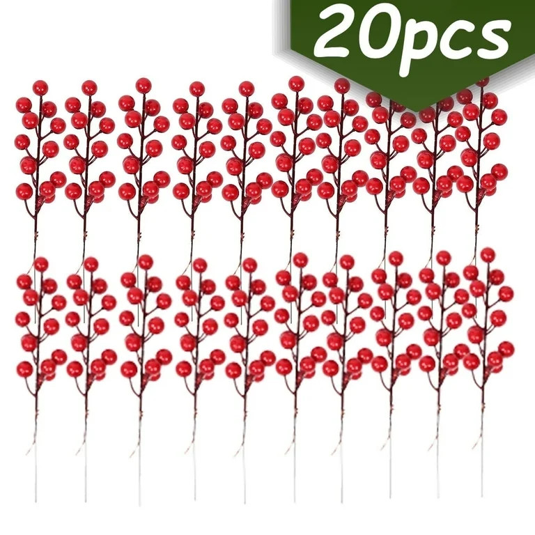Artificial Red Berry Stems Christmas Decorations Burgundy Red Berry Picks Holly Berries Branches ... | Walmart (US)