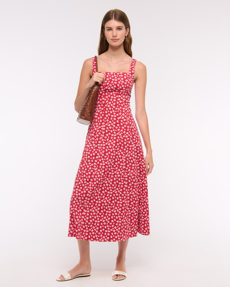 The A&F Mila Stretch Midi Dress | Abercrombie & Fitch (US)