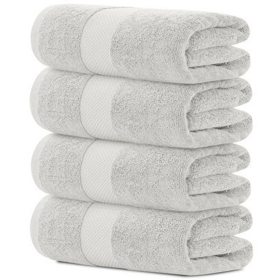 White Classic Luxury 100% Cotton Bath Towels Set of 4 - 27x54" Silver | Target