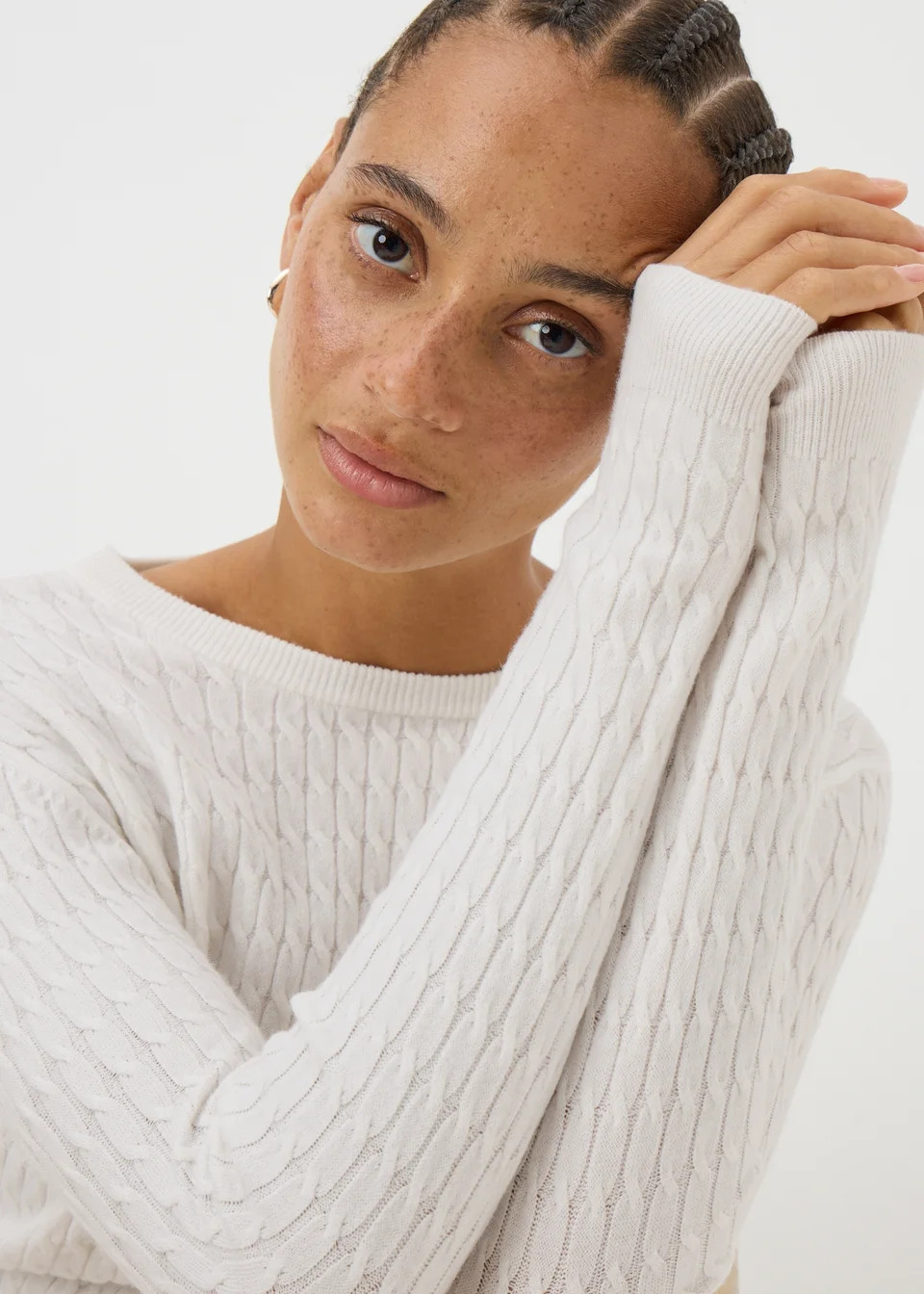 Cream Knitted Baby Cable Jumper | Matalan (UK)