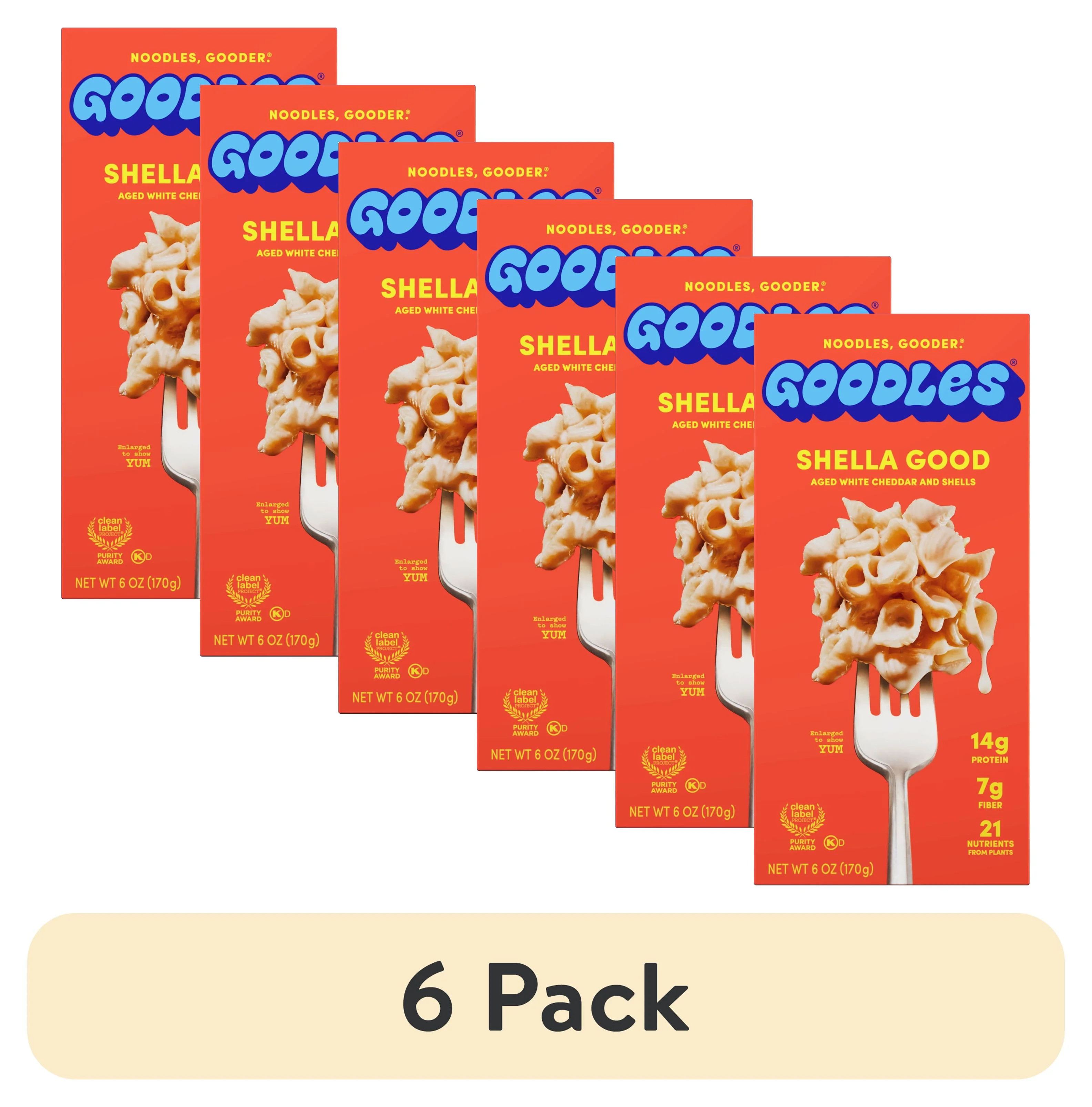(6 pack) Goodles Mac & Cheese Shella Good Noodles, Cheddar, Shells, Regular Cardboard, 6 oz | Walmart (US)