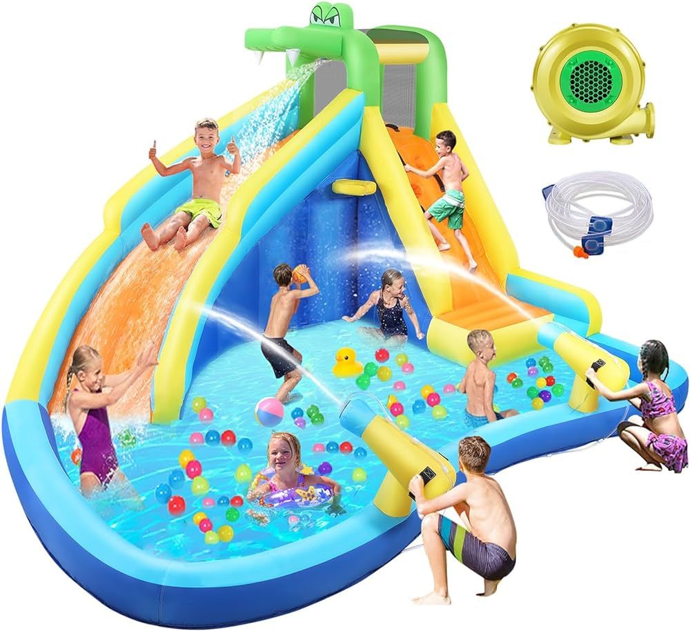 AKEYDIY Inflatable Water Slide Bounce House 7 in 1 Inflatable Water Slide Park with Splash Pool C... | Amazon (US)