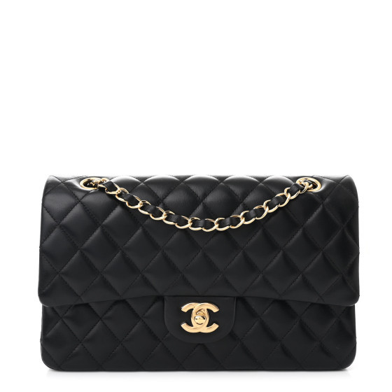 Lambskin Quilted Medium Double Flap Black | FASHIONPHILE (US)