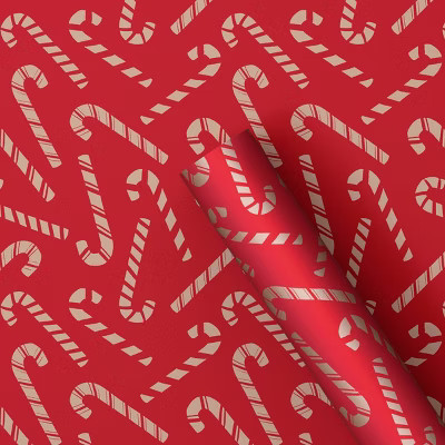 30" 20 sq ft Christmas Roll Wrap Scattered Candy Canes - Wondershop™ | Target