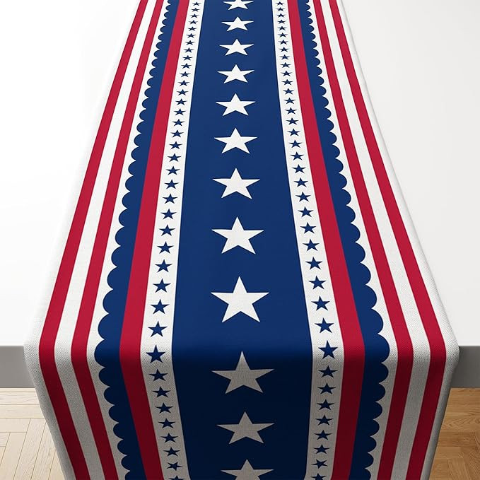 OHOME 4th of July Decorations - Patriotic USA Stars Table Runner for Home | Memorial Day Decorati... | Amazon (US)