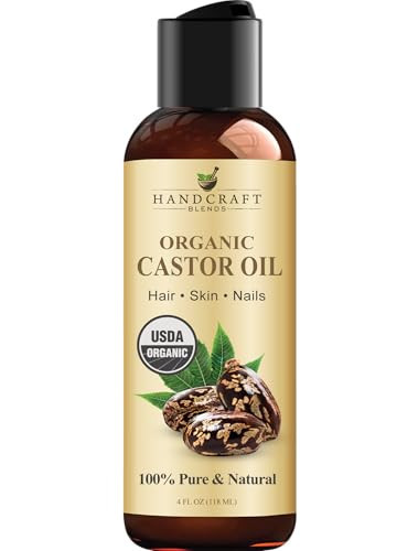 Handcraft Blends Organic Castor Oil 4 Fl Oz | 100% Pure and Natural | Premium Grade Carrier Oil | Hair, Eyelashes and Eyebrows | Hair and Body | Expeller-Pressed | Hexane-Free | Amazon (US)