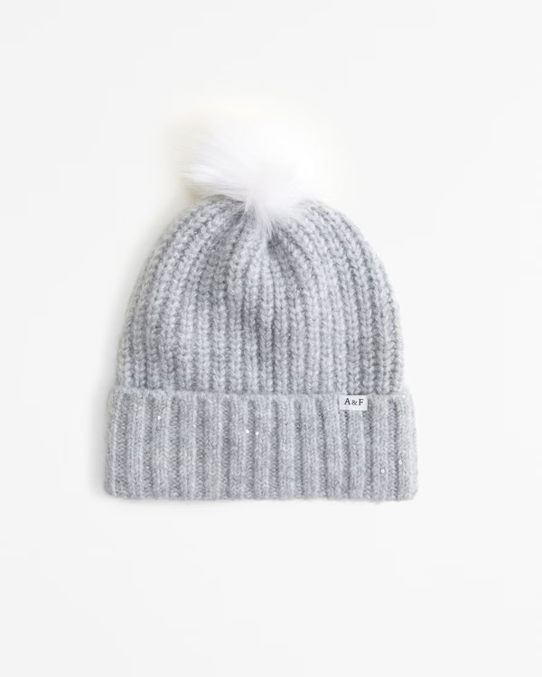cable-knit pom beanie | Abercrombie & Fitch (US)