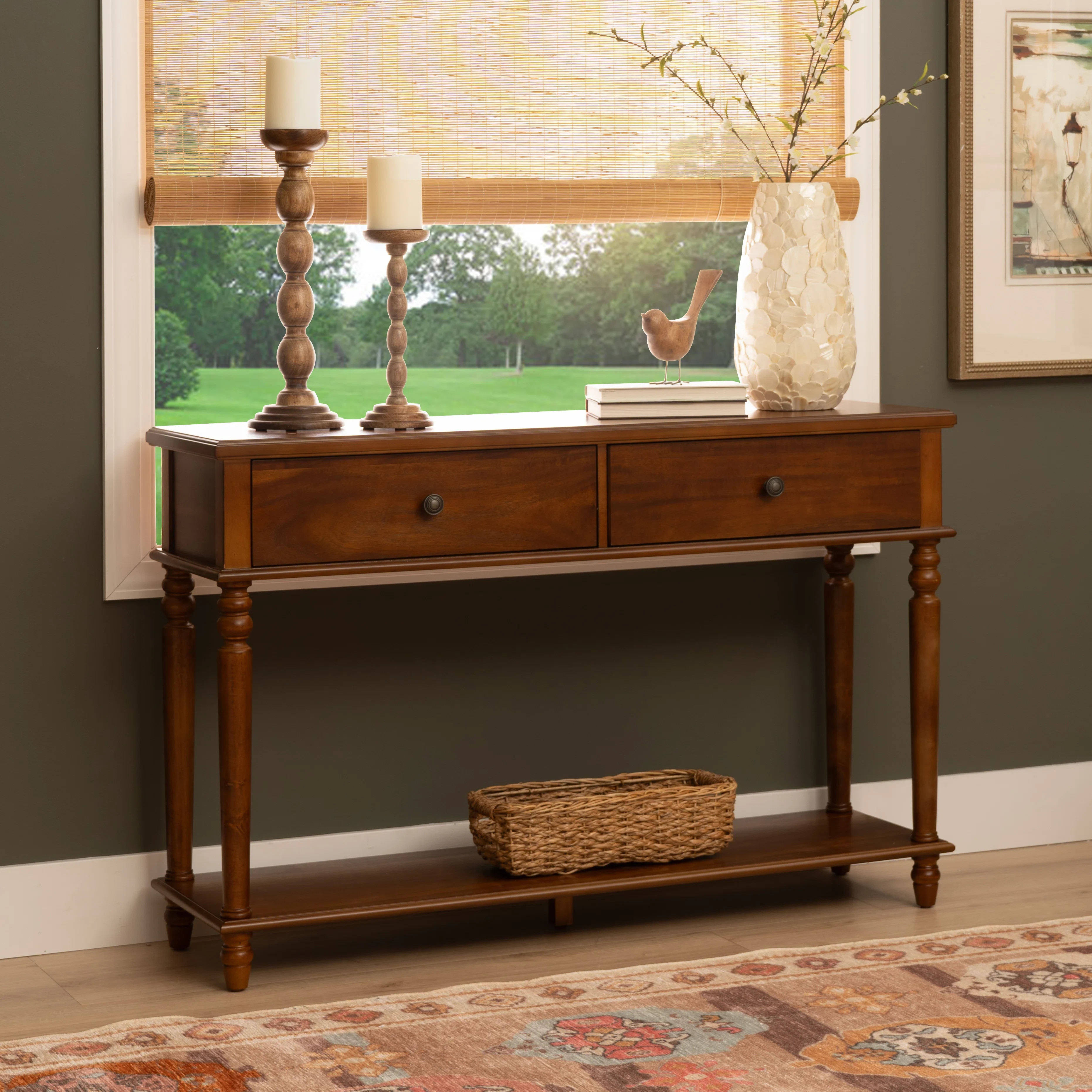Sand & Stable™ Birkley 48” 2-Drawer Console Table With Display Shelf & Reviews | Wayfair | Wayfair North America