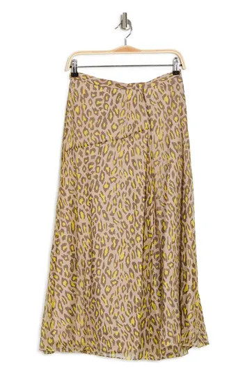 Asymmetric Seam Leopard Print Silk Midi Skirt | Nordstrom Rack