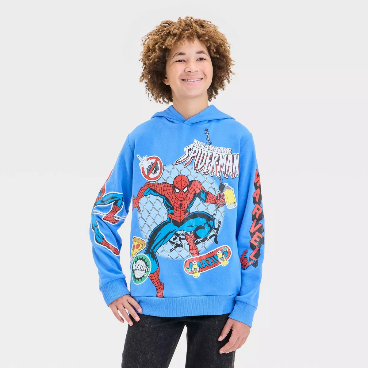 Boys' Spider-Man Elevated Hooded Sweatshirt - Blue | Target