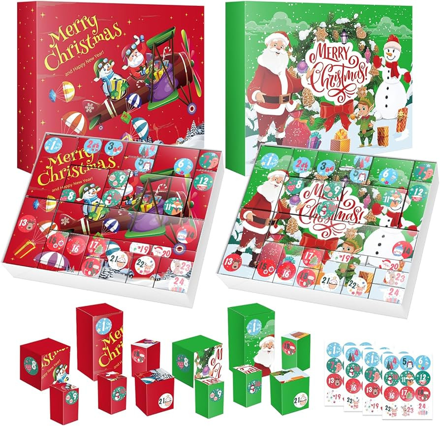 2025 Christmas Advent Calendar Box 2 Set DIY - 24 Days of Surprise Gift Boxes to Fill for Kids, F... | Amazon (US)