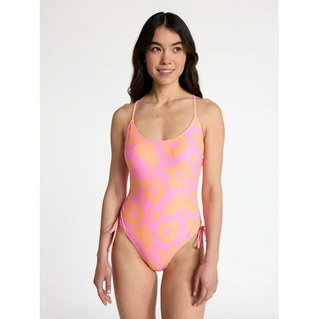 No Boundaries Hibiscus Printed One-Piece Swimsuit, Women’s | Walmart (US)