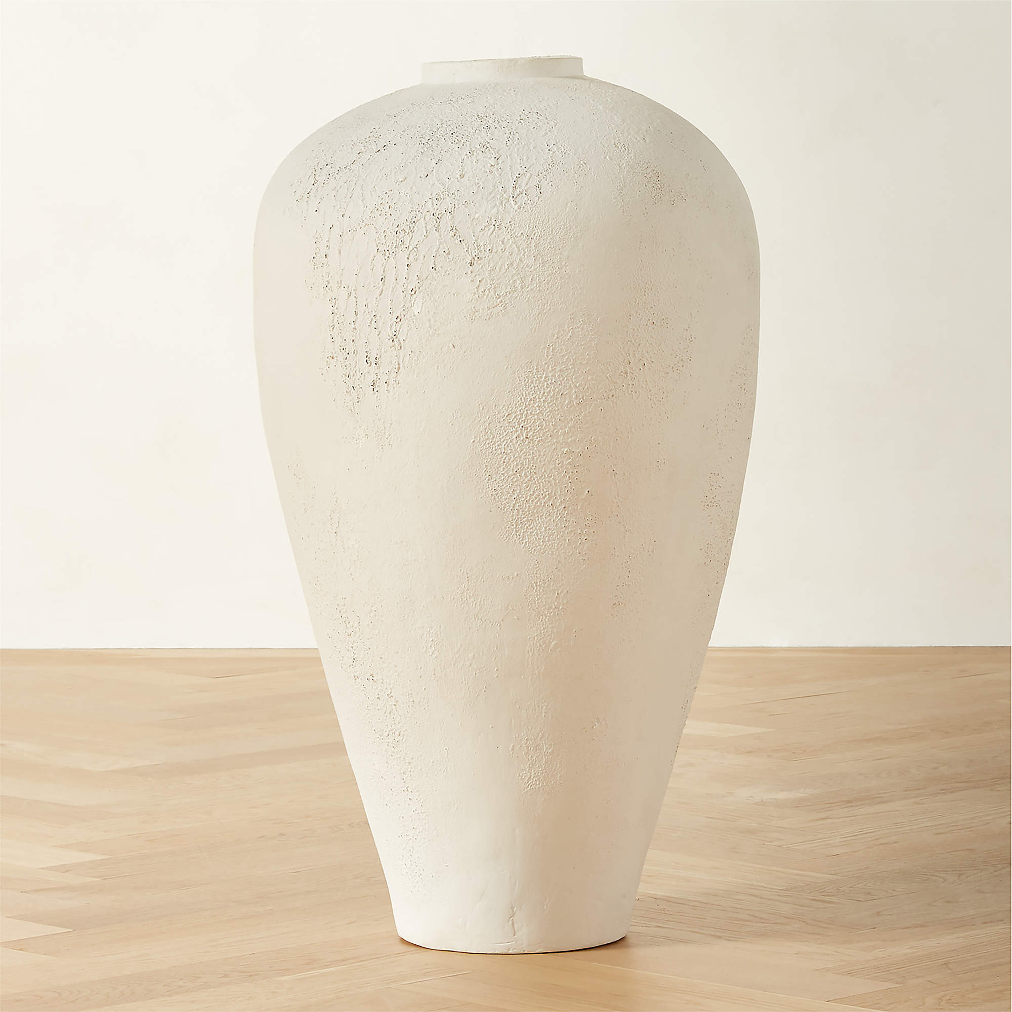 Rile Textured White Terracotta Floor Vase 31" + Reviews | CB2 | CB2