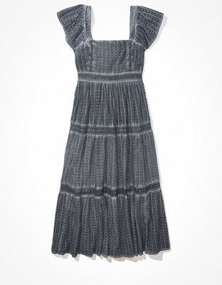 AE Lace Tiered Midi Dress | American Eagle Outfitters (US & CA)