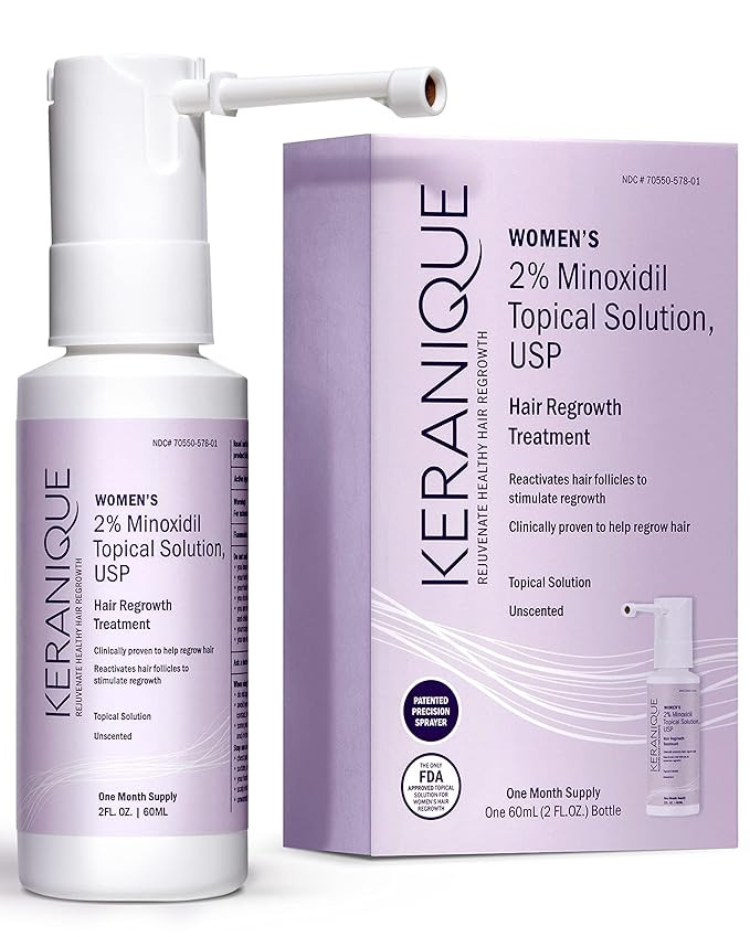 Keranique Hair Regrowth Treatment for Women - 2% Minoxidil for Hair Growth & Thickening - Topical... | Amazon (US)