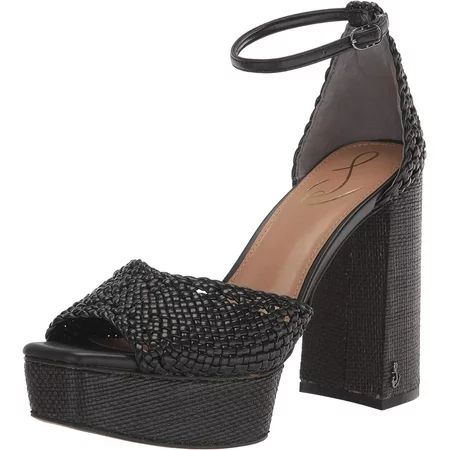 Sam Edelman Nattie Black Block Heel Peep Toe Ankle Strap Fashion Heeled Sandals (Black 7.5) | Walmart (US)
