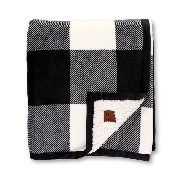 Better Homes & Gardens Velvet Plush Sherpa Throw 50” x 72” Black Buffalo Plaid - Walmart.com | Walmart (US)