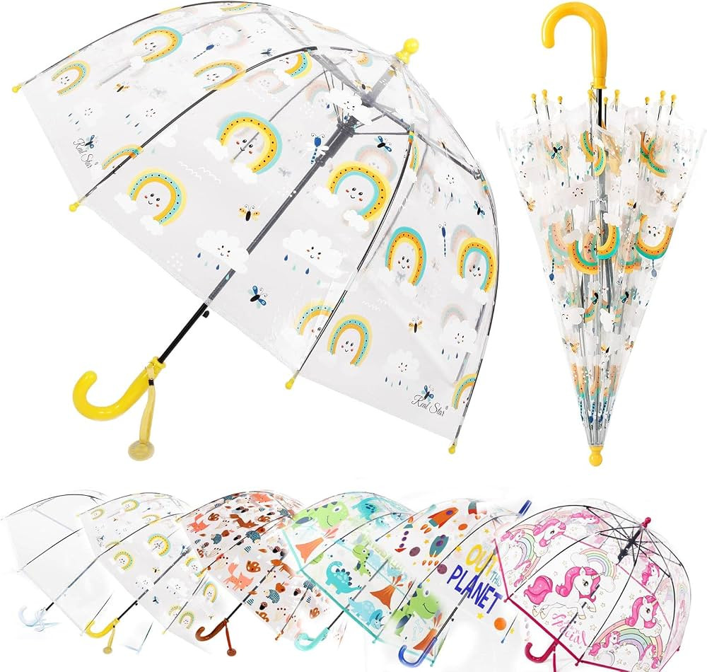 MRTLLOA Kids Clear Bubble Umbrella with an Easy Grip Curved Handle, Safety Transparent Dome Bubbl... | Amazon (US)