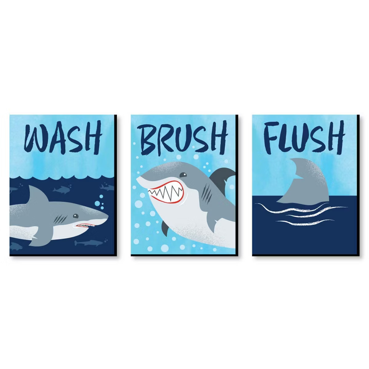 Big Dot of Happiness Shark Zone - Kids Bathroom Rules Wall Art - 7.5 x 10 inches - Set of 3 Signs... | Target