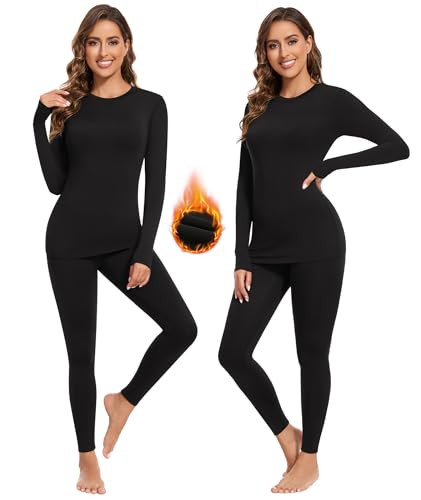 BESTENA Women’s Thermal Underwear Set, Fleece Lined Long Underwear, Warm Base Layer Top and Bottom for Cold Weather | Amazon (US)