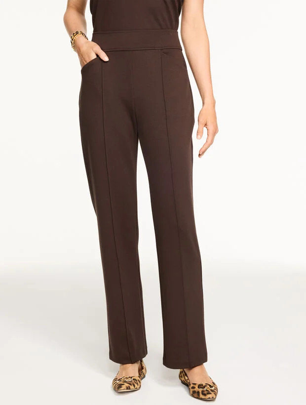 Passport Ponte Pintuck Straight Leg Pants | Talbots