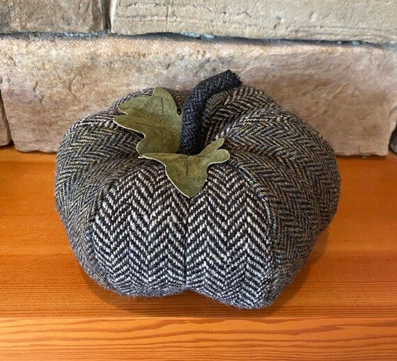 Herringbone TWEED pumpkin, farmhouse style pumpkin, Thanksgiving/fall centerpiece, up-cycled and ... | Etsy (US)