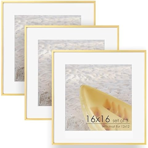 Homeforia 16x16 inch Square Picture Frame - 16 X 16 Frame Matted To 12x12 - Standard Square Photo... | Amazon (US)