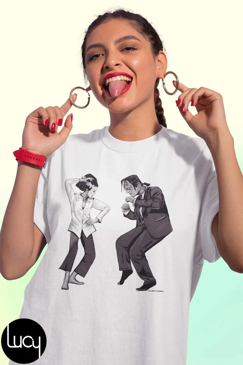 Pulp Frankenstein Dancing in Halloween Shirt, Halloween Crossover Tee, Retro Horror Mashup, Monst... | Etsy (US)