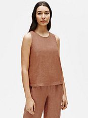 Washed Organic Linen Delave Shell | Eileen Fisher