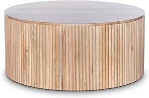 Meridian Furniture Oakhill Collection Modern | Contemporary Round White Oak Finish Coffee Table, ... | Amazon (US)