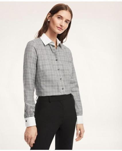Fitted Non-Iron Stretch Supima® Cotton Glen Plaid Shirt | Brooks Brothers
