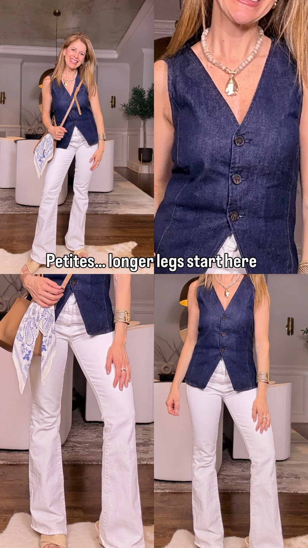 The outfit formula that creates instant length ✨

High-rise jeans, slim through the leg with a flare
This is what elongates your frame instantly

Added a denim vest to define the waist and bring structure
That’s what makes the whole look feel balanced and elevated
Vest: XXS
Jeans:24
Shoes:6.5
Necklace Target
Simple pieces, styled with intention

Linked here 🤍

#LTKPetite #LTKxMadewell #LTKMothersDay