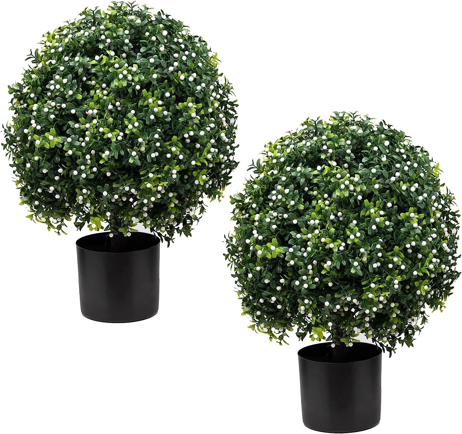 ECOLVANT Two 20''T Artificial Boxwood Topiary Ball Tree UV Resistant Potted Plants Artificial Flo... | Amazon (US)