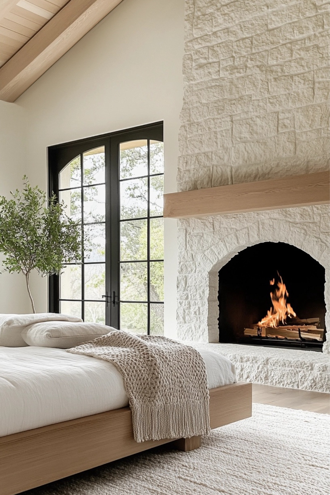 cozy + serene for this modern organic bedroom design- The neutral tones paired with textures and black accents, give just the right amount of depth to the space.

#LTKFallSale #LTKHome