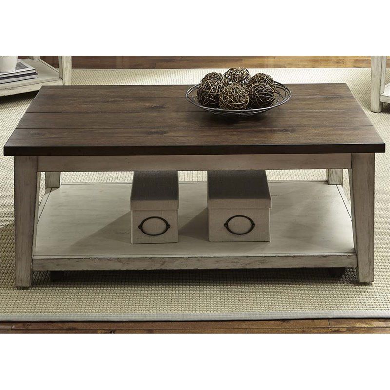 Liberty Furniture Lancaster Coffee Table in Weathered Bark | Cymax Stores